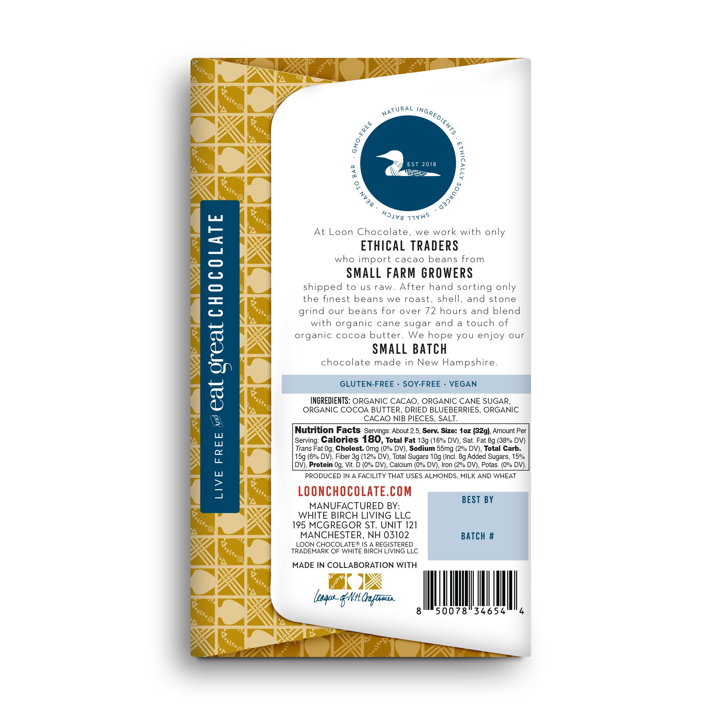 Blueberry-Cacao – Dark Chocolate Bar