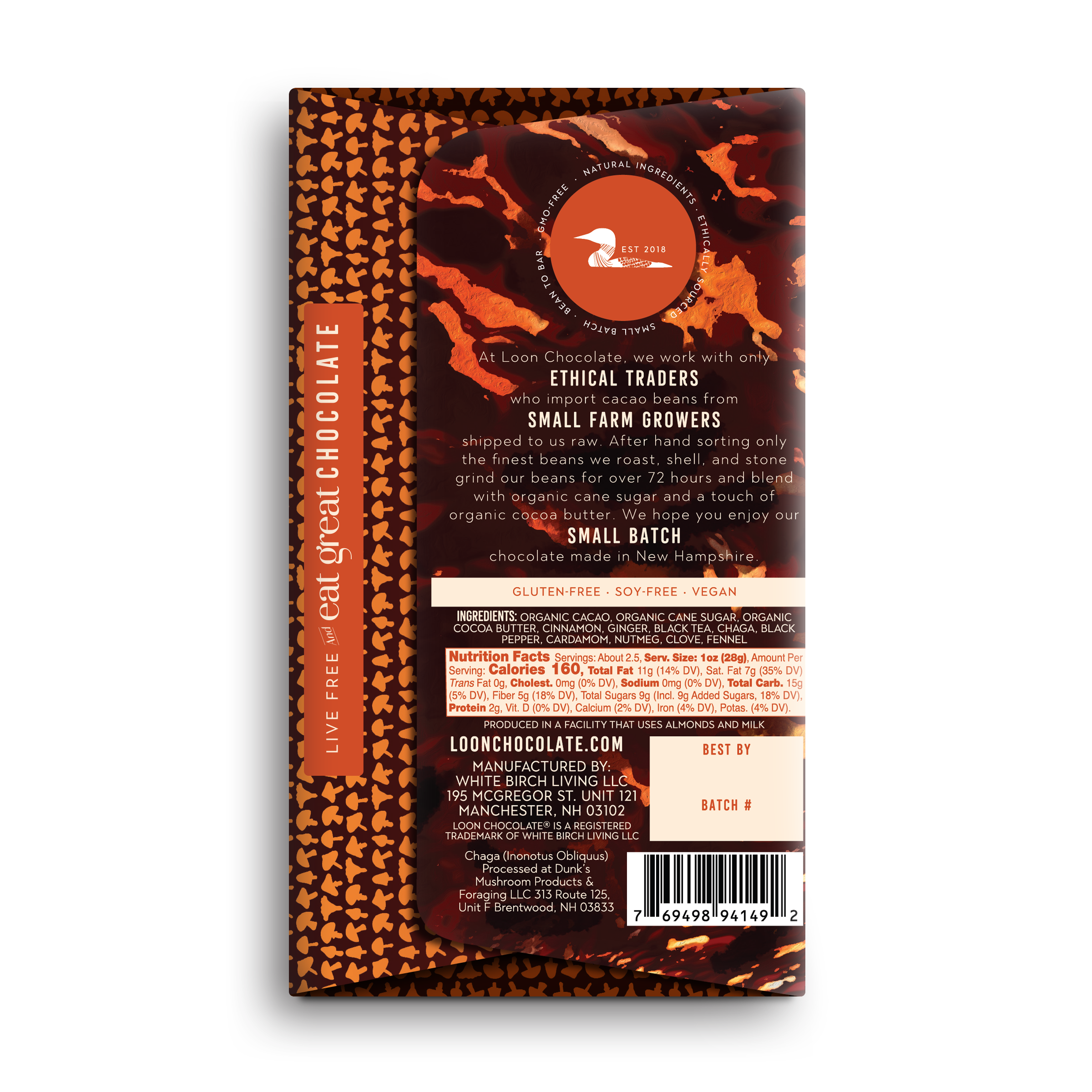 Chaga Chai - 70% Dark Chocolate with Chaga + Spices